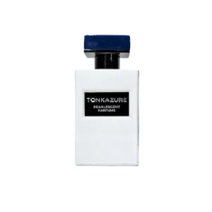 Botella de Pearlescent Parfums Tonkazure, perfume nicho tonka/fresco/azure para El Salvador y Centroamérica, envío internacional.