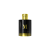 Perfume combinado Negro con dorado, identificado con M en dorado.