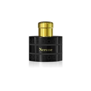 Frasco negro de Pantheon Roma Nerone, perfume nicho audaz/dramático para El Salvador y Centroamérica, envío internacional.
