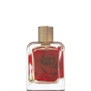 Noire de Mai de Veronique Gabai, perfume de rosa de mayo de Grasse, frasco con rosa roja