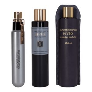 Puredistance M V2Q, perfume cuero especiado de pimienta rosa, lavanda y alquitrán de pino